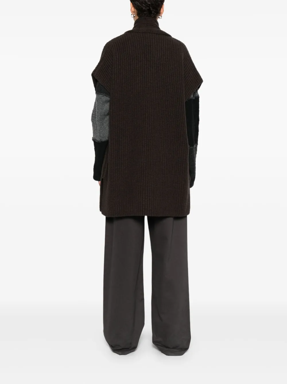 Arovescio Ribbed-knit Cardi-coat In Black