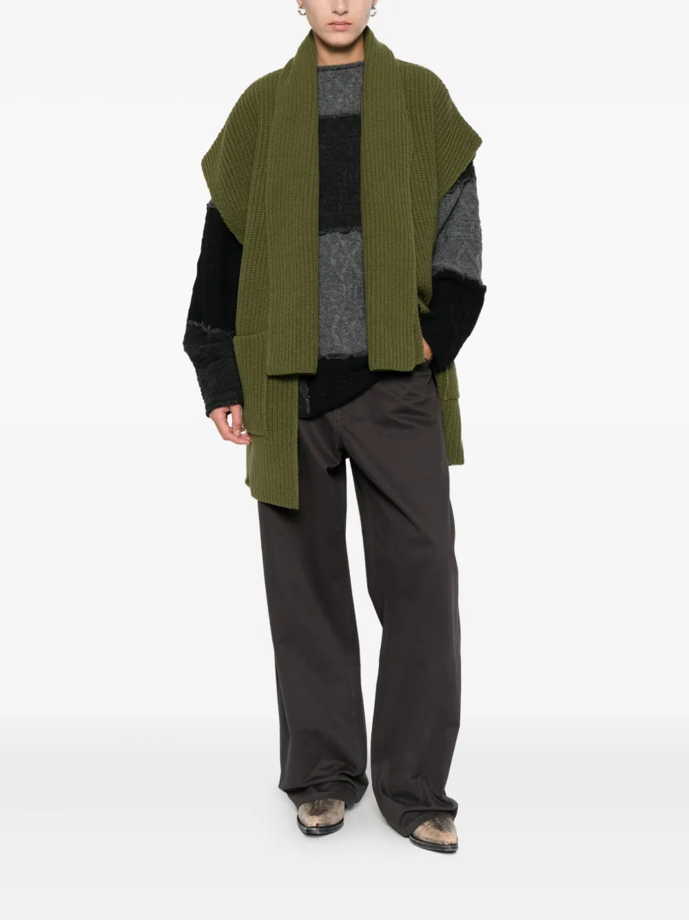 Arovescio Ribbed-knit Cardi-coat In Green