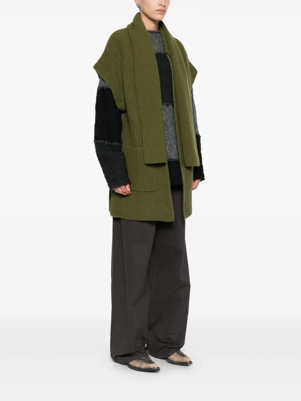 Arovescio Ribbed-knit Cardi-coat In Green