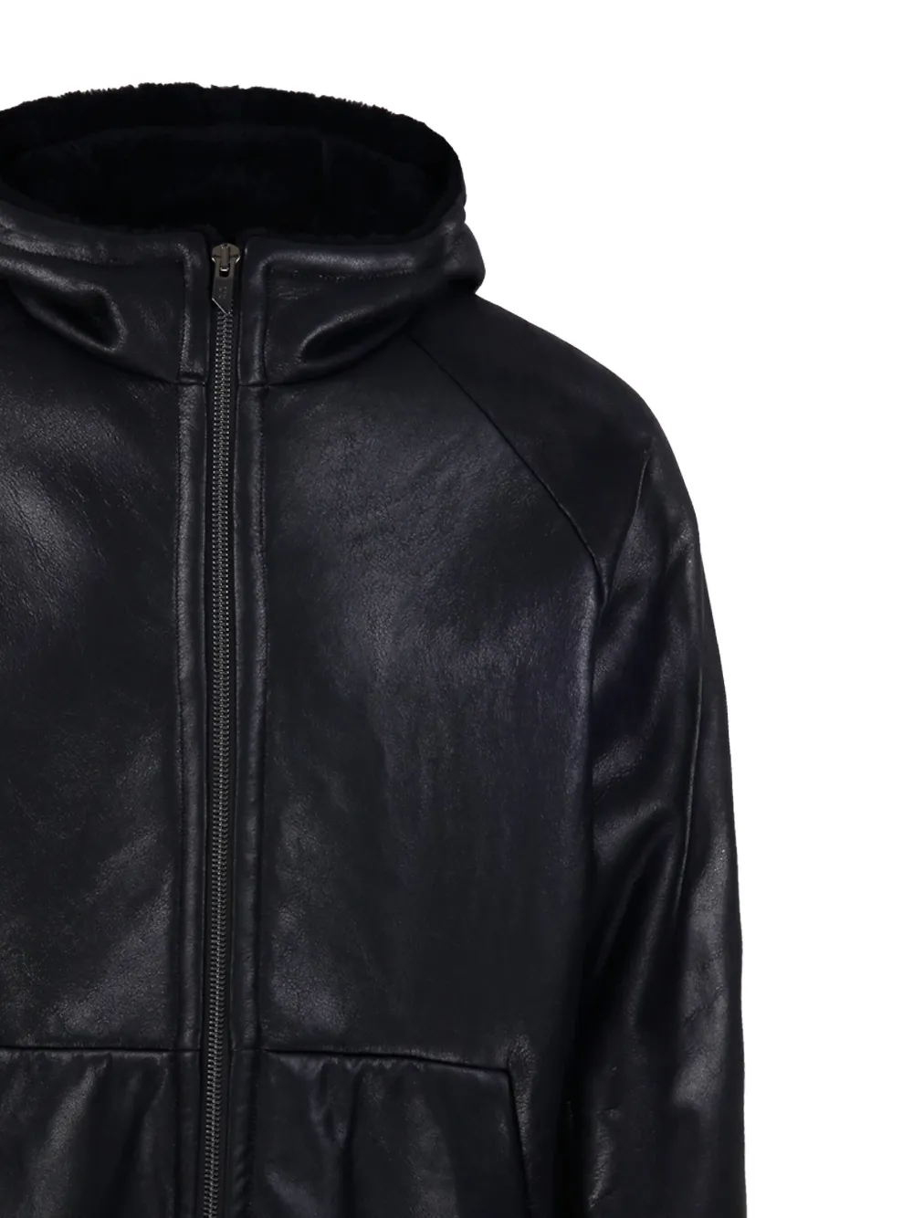 Salvatore Santoro Hooded Leather Jacket In Black