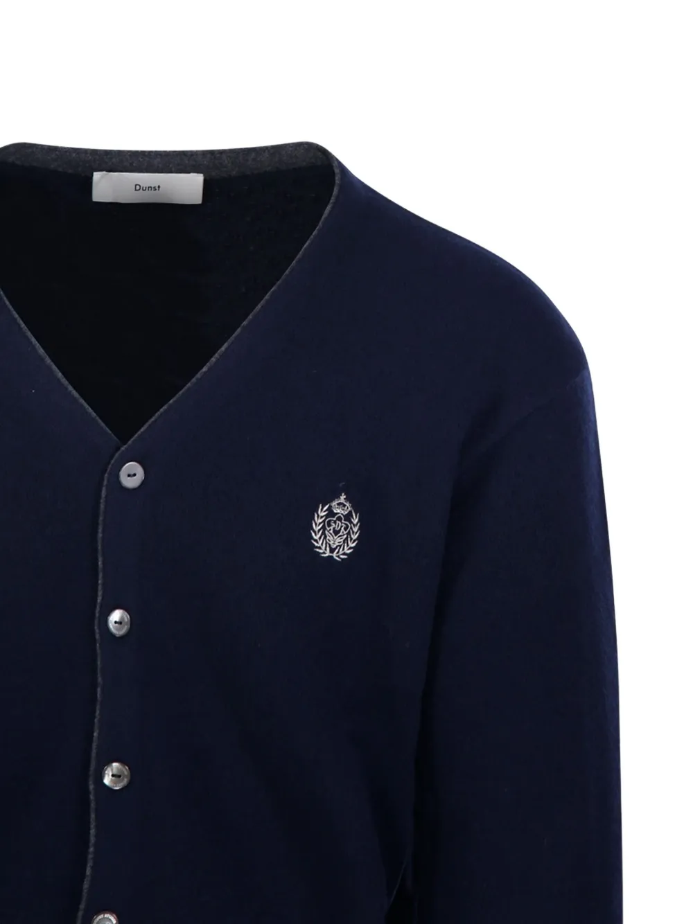 DUNST Kasjmier vest met geborduurd wapenschild Blauw