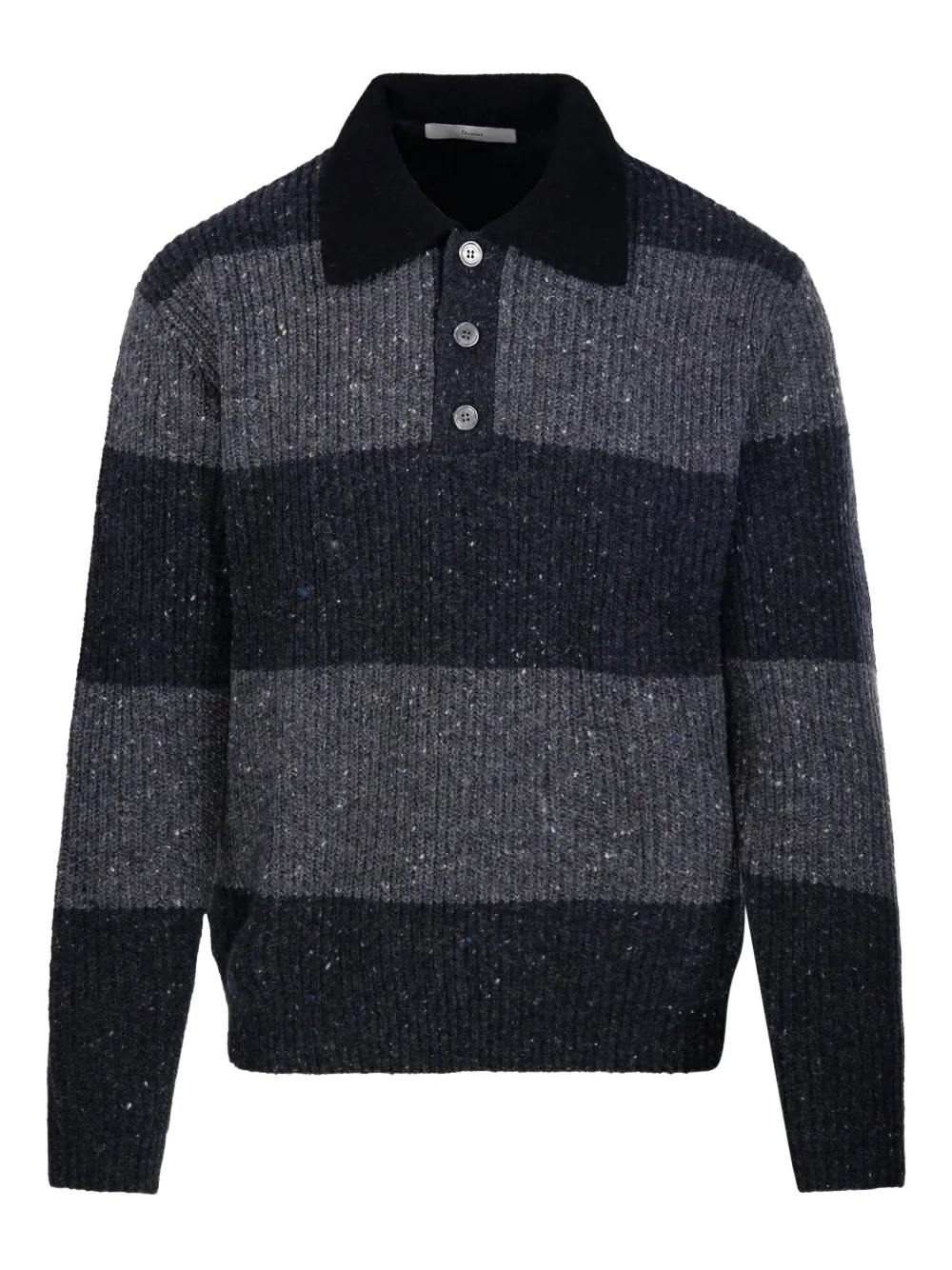 DUNST striped knitted polo shirt | Black | Image 1