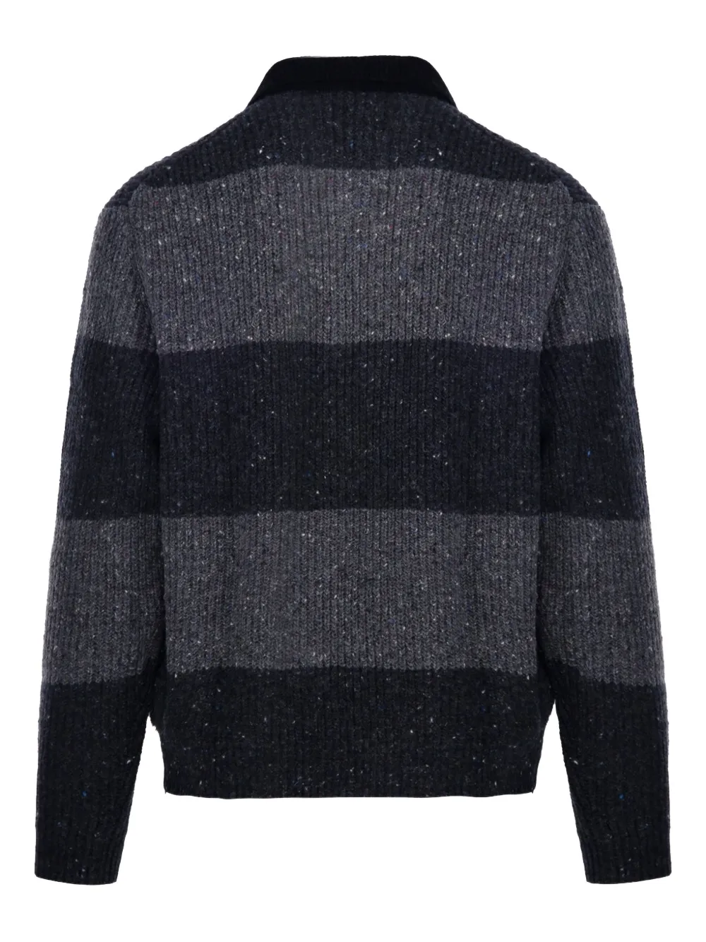 Dunst Striped Knitted Polo Shirt In Black