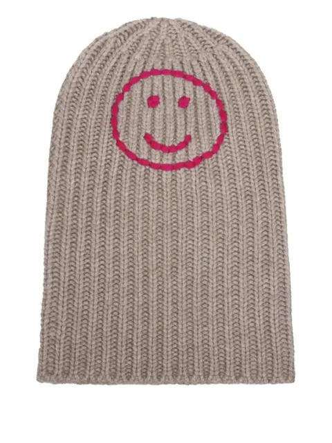 HURRAY gorro tejido de canalé con motivo Smiley