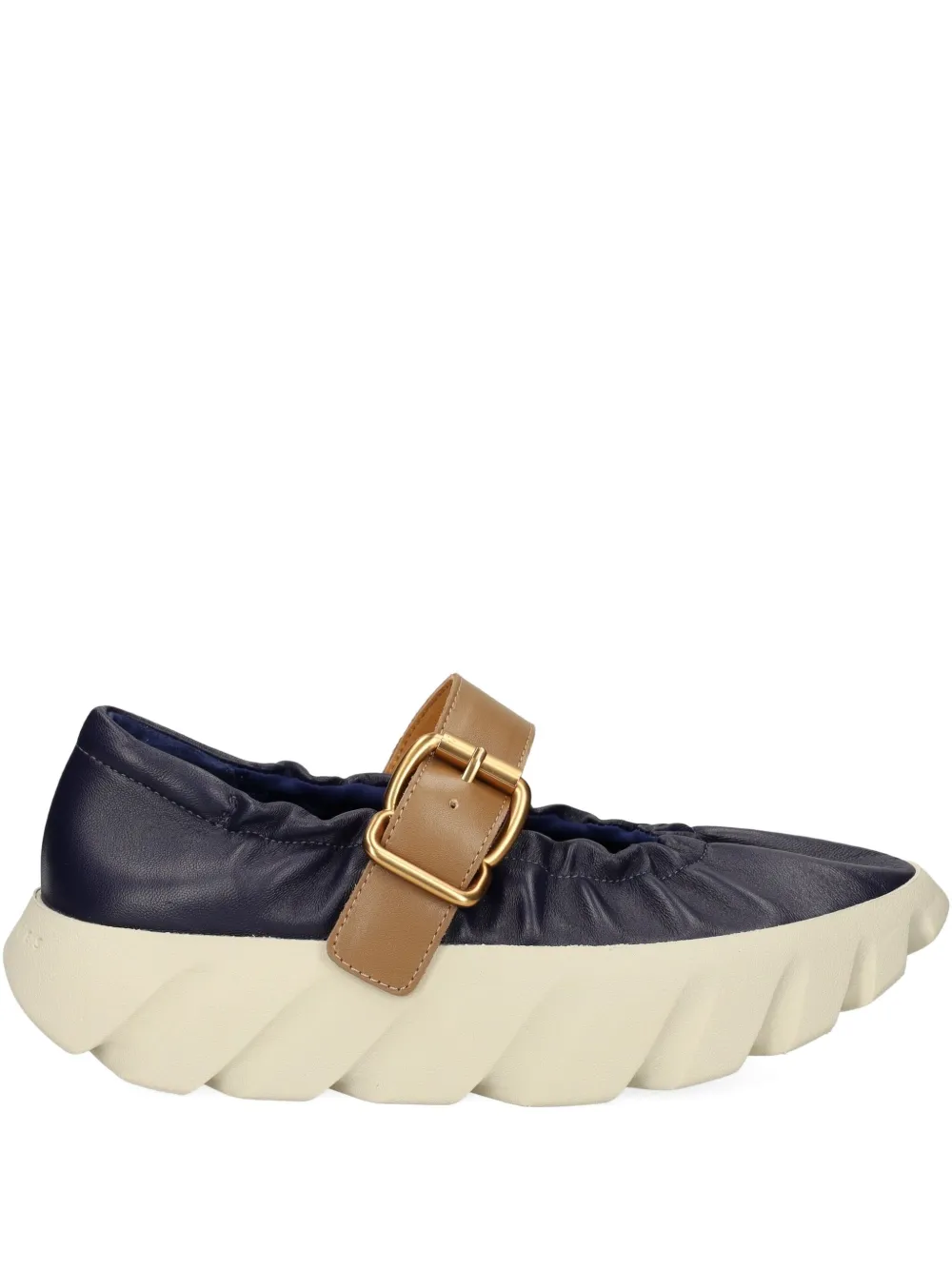 4ccccees Buckle-strap Gathered Ballet Flats In Blue