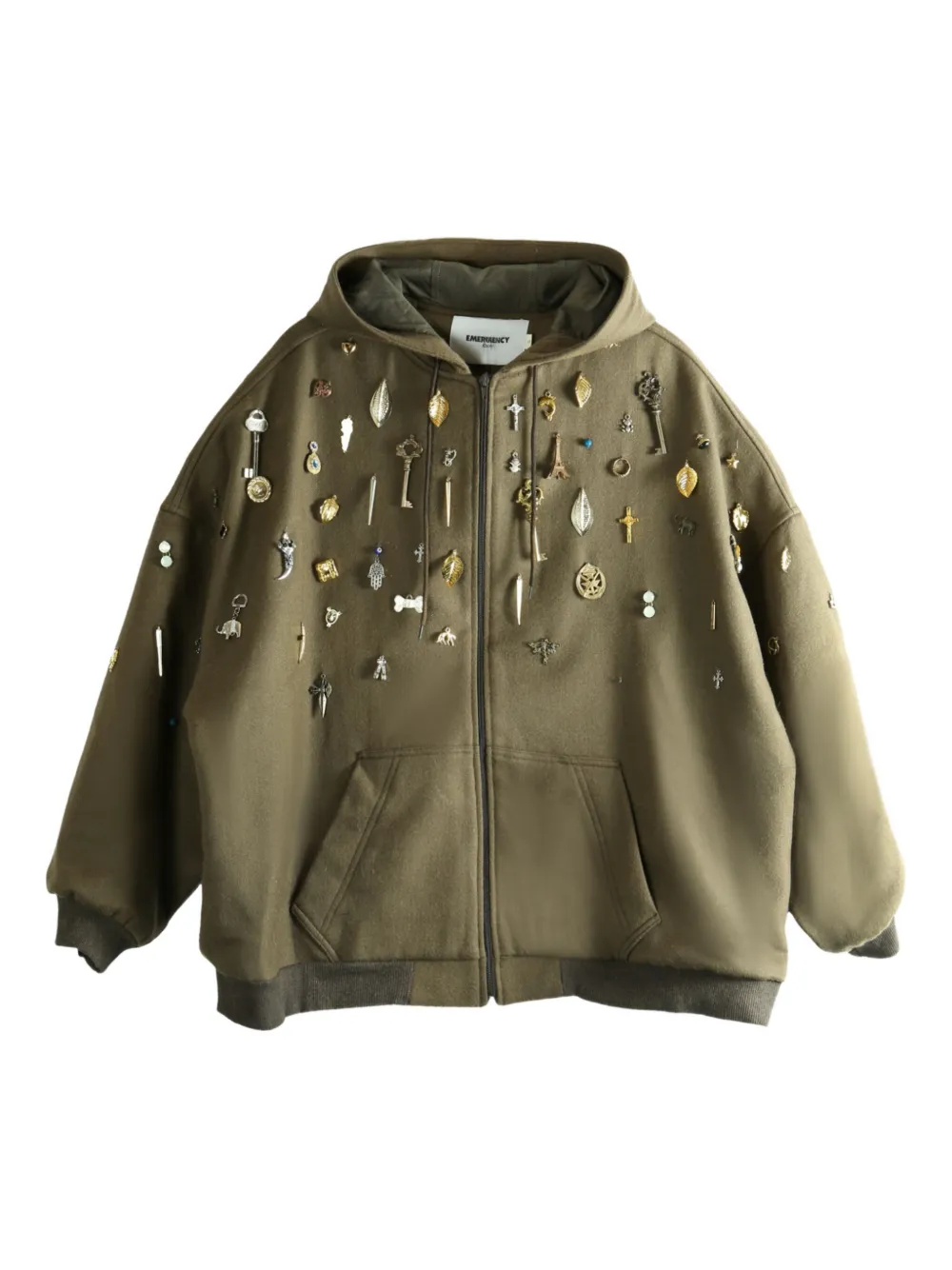 Emergency Room embellished hoodie | Green | Image 1