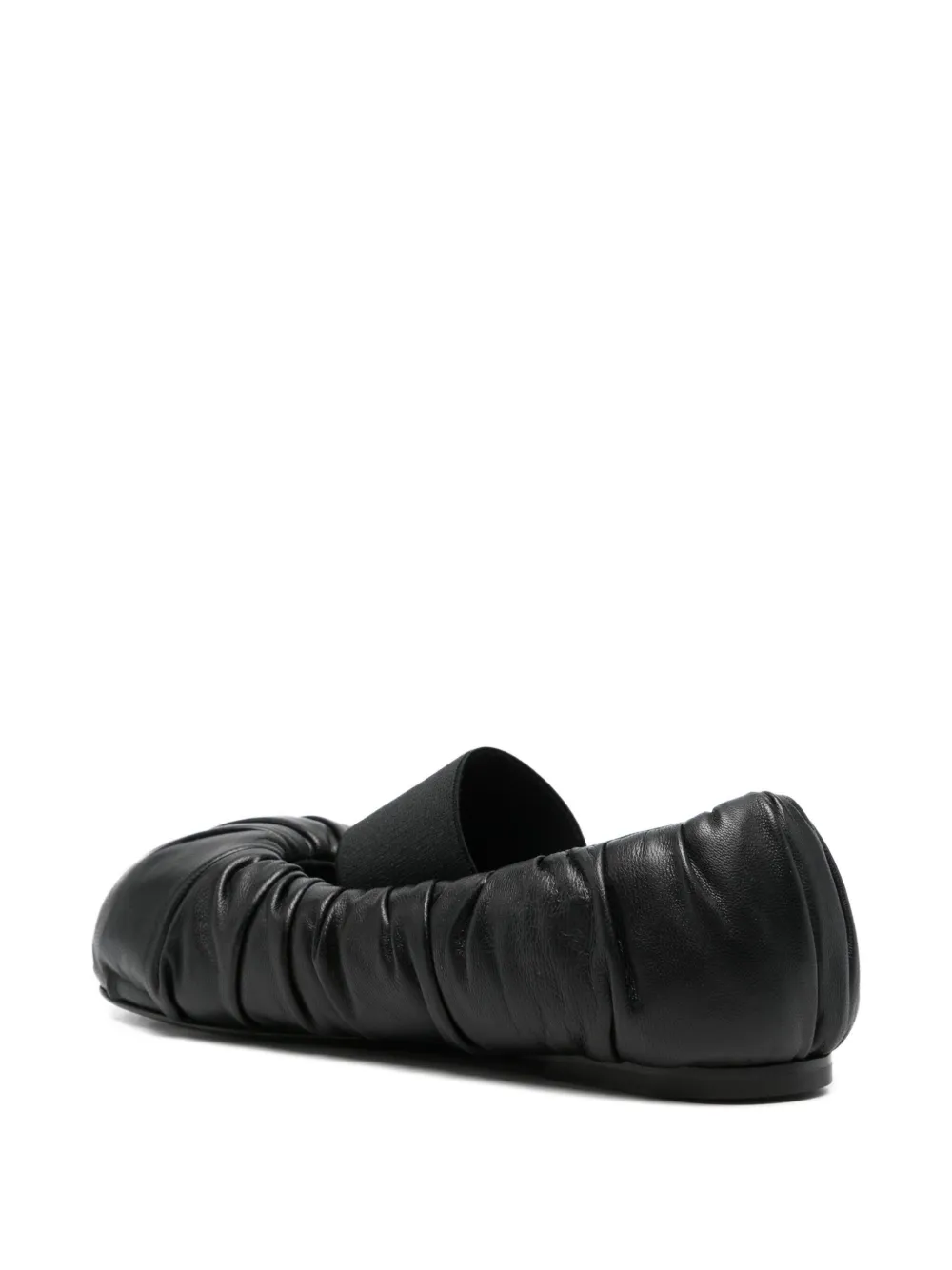 Alainpaul Elasticated-band Gathered Leather Ballet Flats In Black