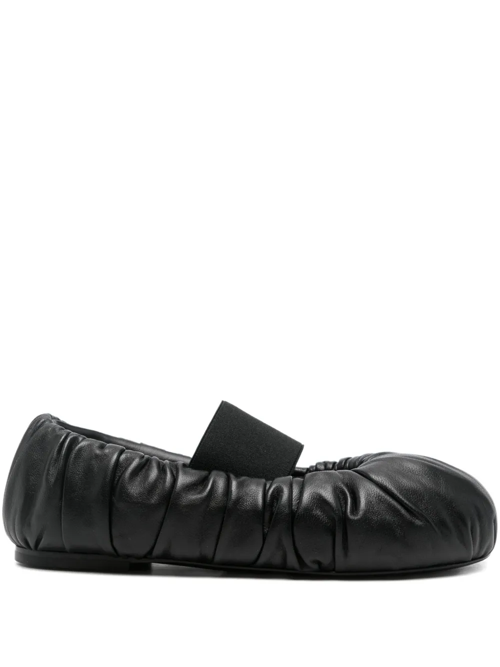 ALAINPAUL elasticated-band gathered leather ballet flats | Black | Image 1