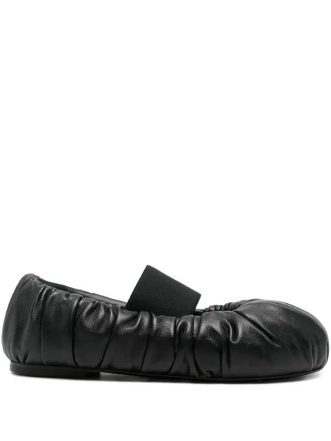 ALAINPAUL elasticated-band gathered leather ballet flats