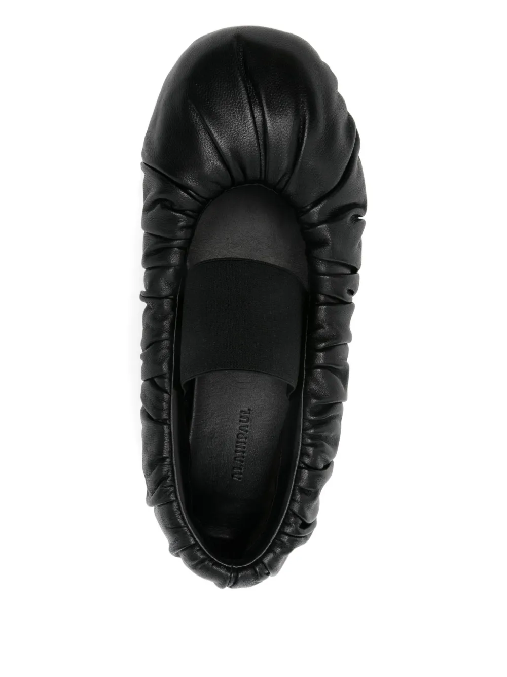 Alainpaul Elasticated-band Gathered Leather Ballet Flats In Black
