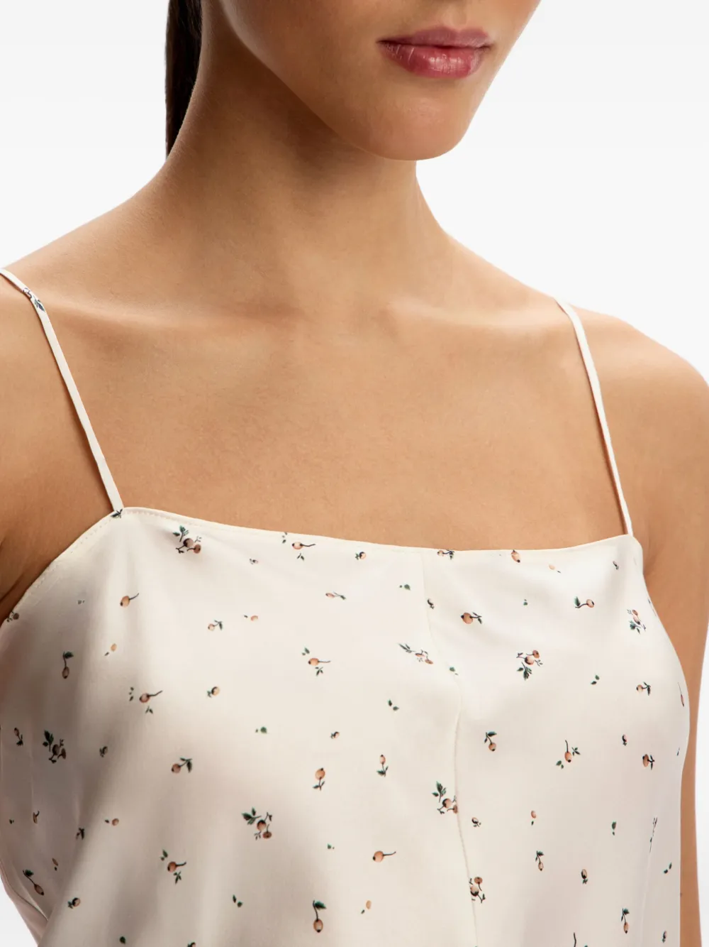 12 Storeez Floral-print Silk Top In White