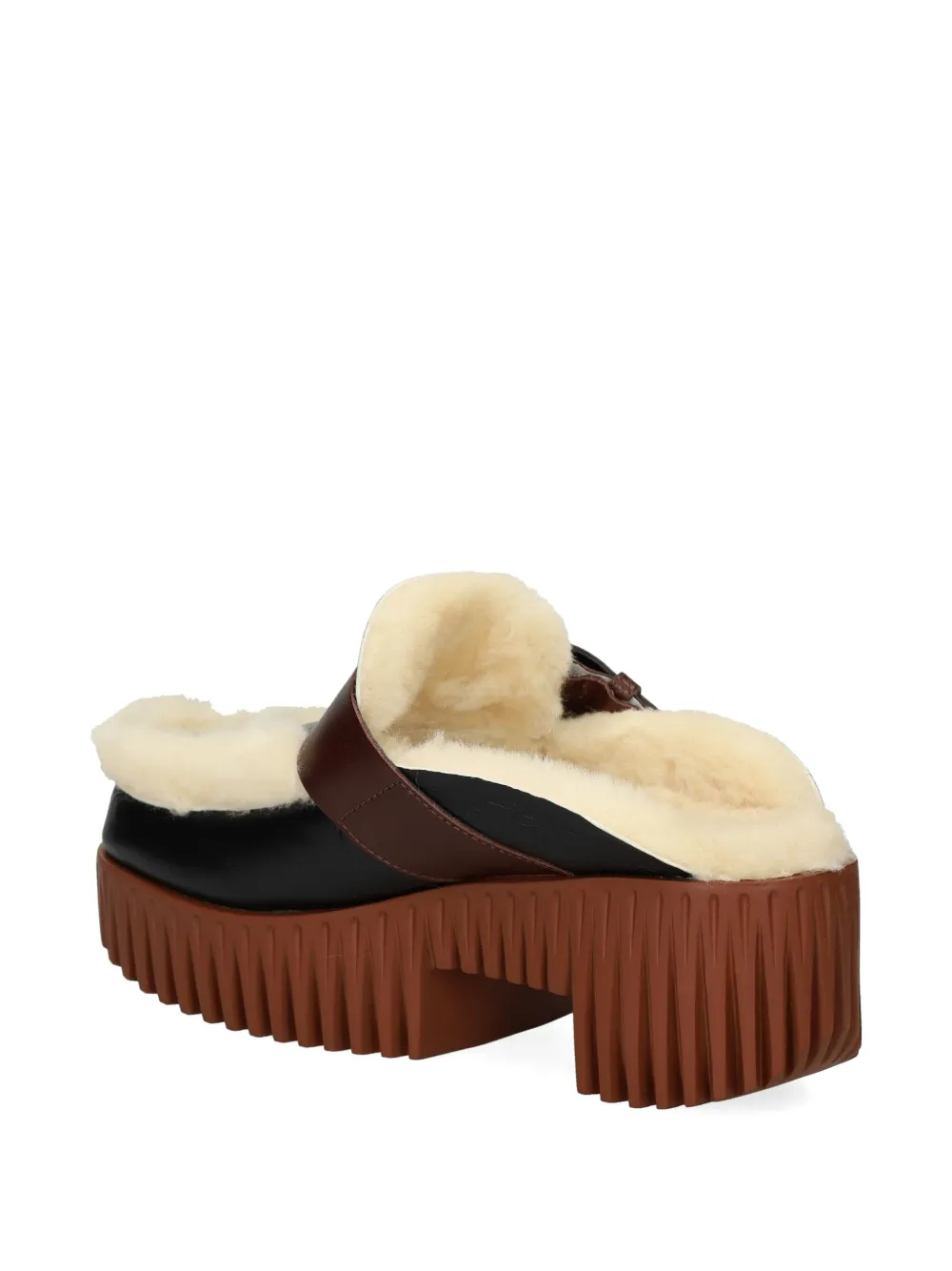 4ccccees 60mm Buckle-detail Shearling Mules In Black