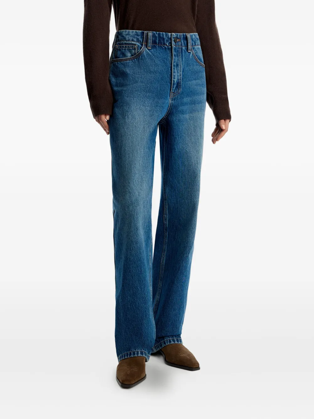 12 Storeez 312 Leather-patch Jeans In Blue