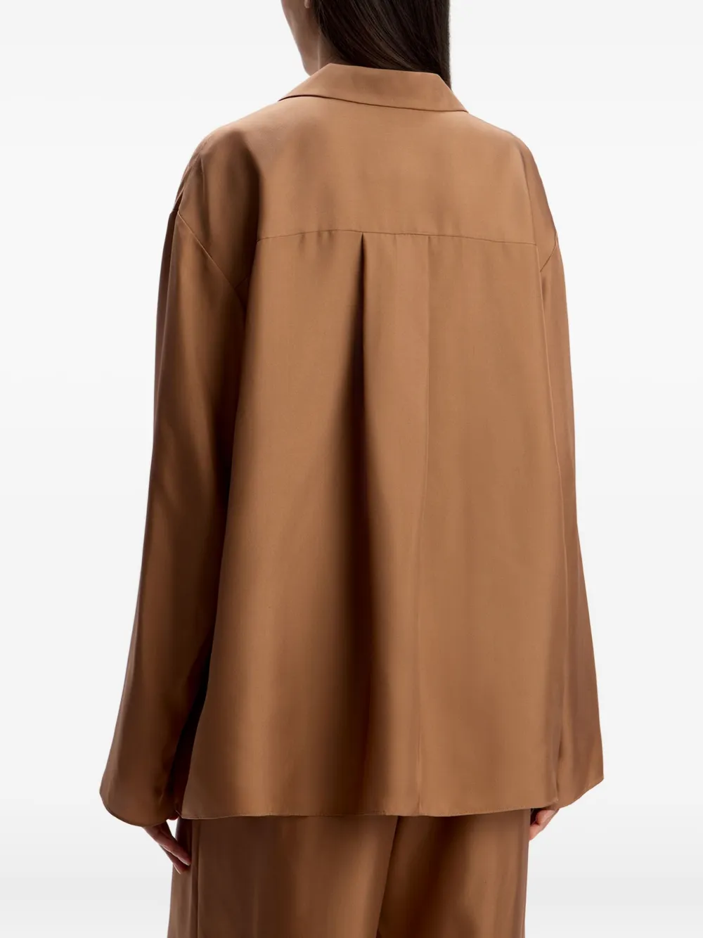 12 Storeez Button-down Silk Shirt In Brown