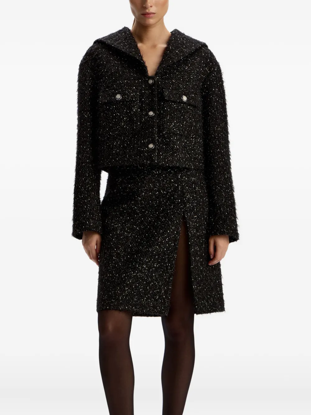 12 STOREEZ Tweed blazer Zwart