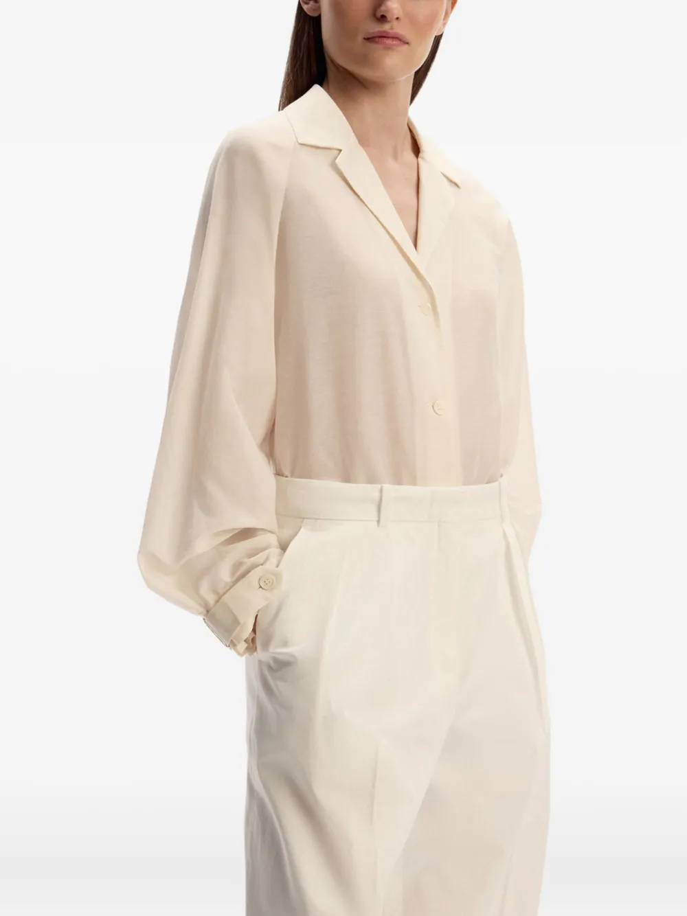 12 STOREEZ Linnen blouse Wit