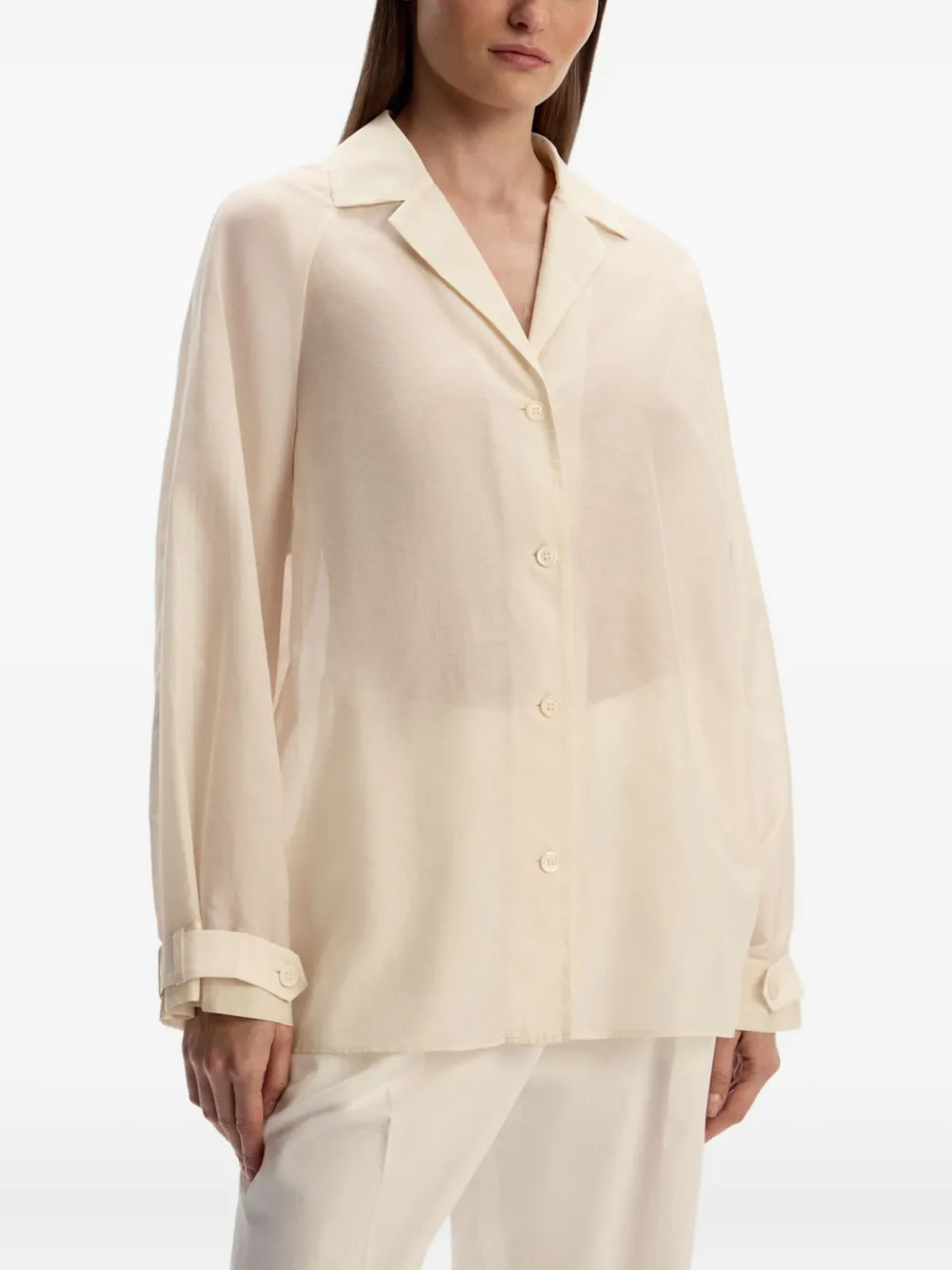 12 STOREEZ Linnen blouse Wit