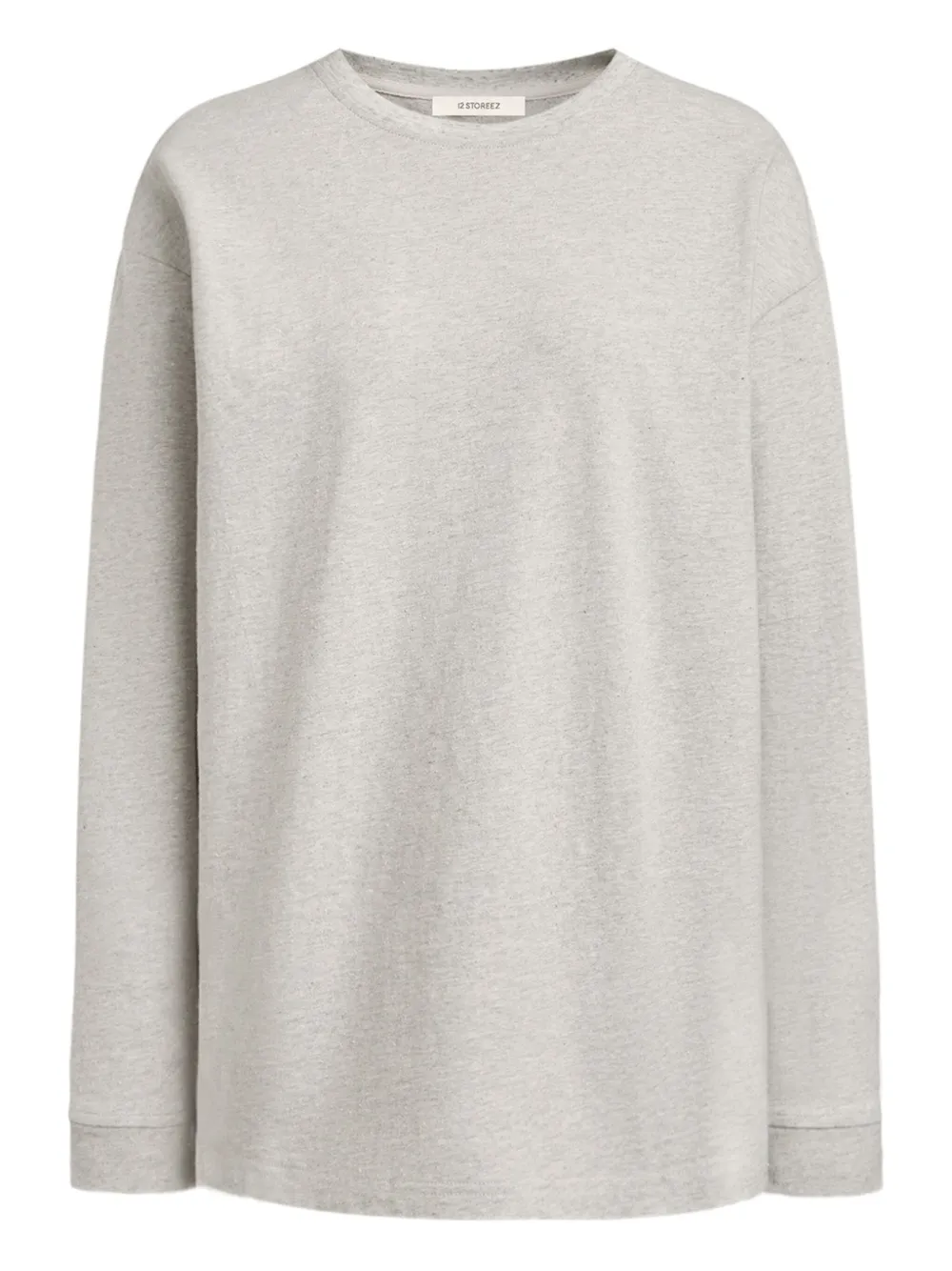 12 STOREEZ textured cotton long-sleeve T-shirt | Grey | Image 1