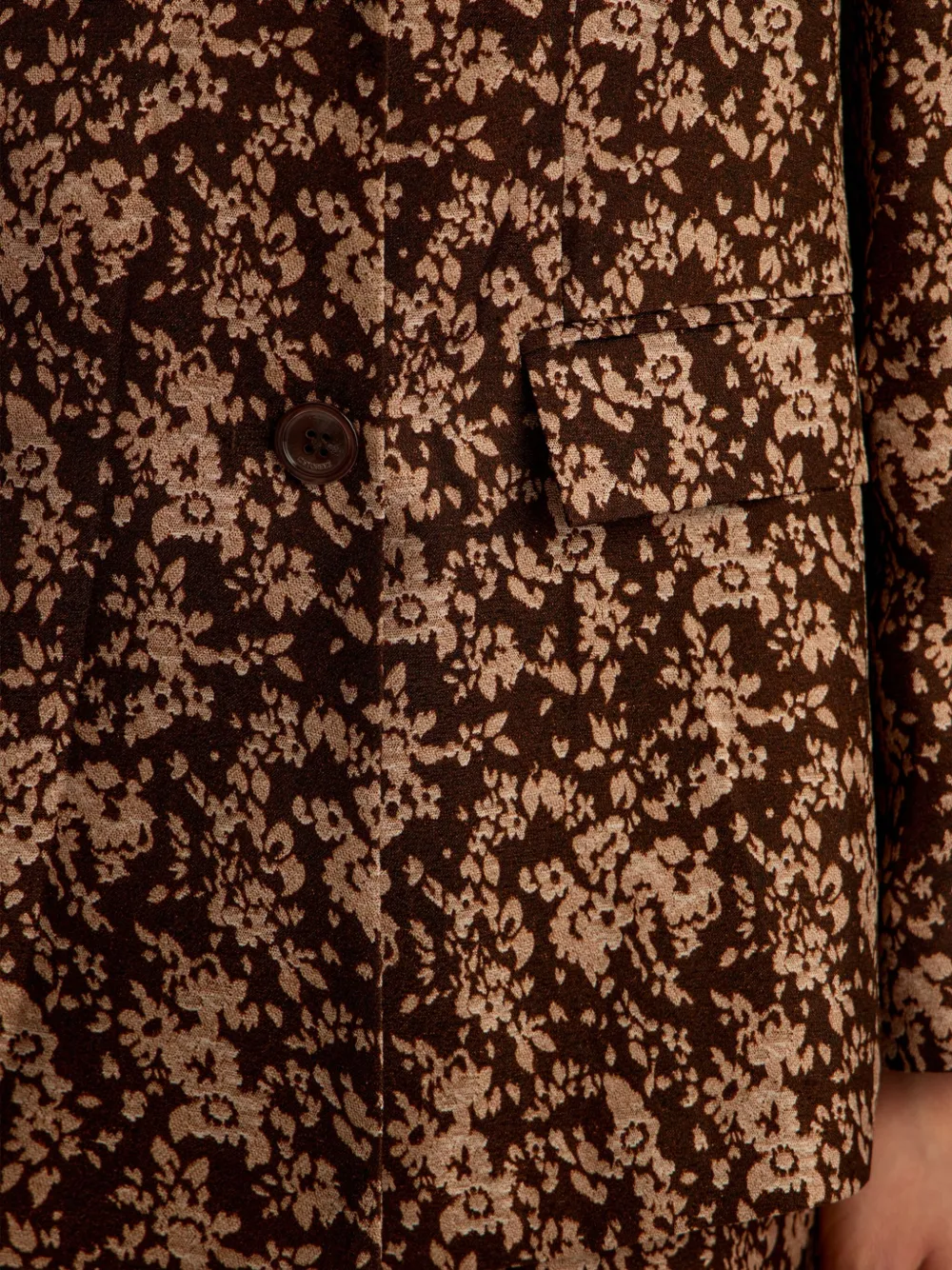 12 Storeez Floral-print Double-breasted Blazer In Brown