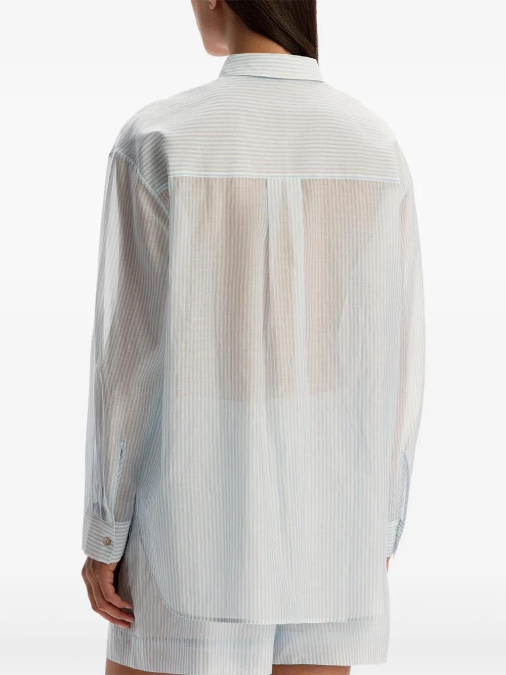 12 STOREEZ Gestreept katoenen blouse Blauw