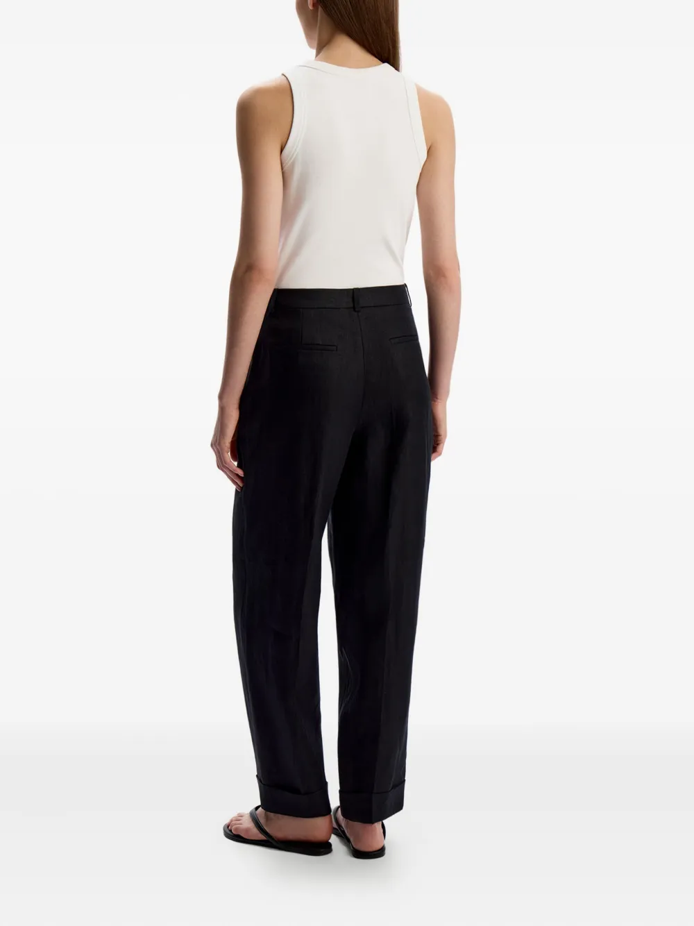 12 Storeez Pleated Cuffed Trousers In Black