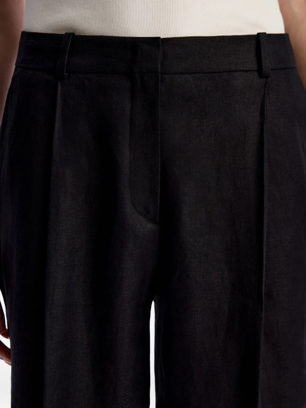 12 Storeez Pleated Cuffed Trousers In Black