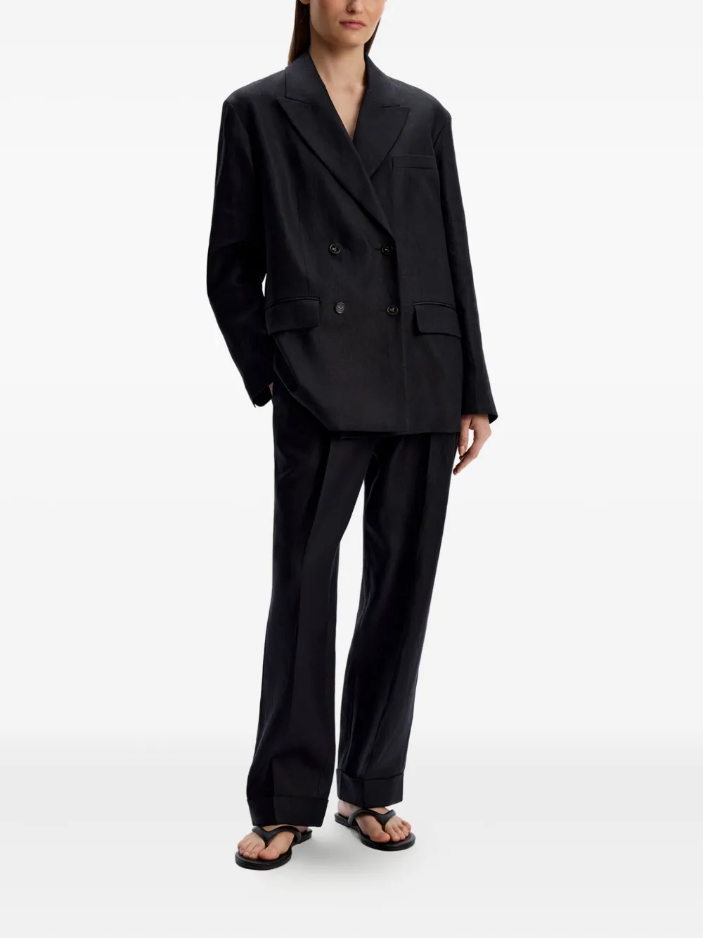 12 STOREEZ Geplooide broek met cuffs - Zwart