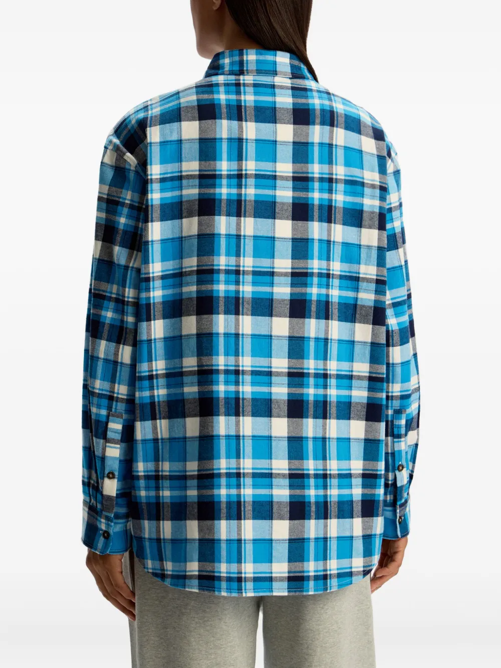 12 STOREEZ Geruit flanellen blouse Blauw