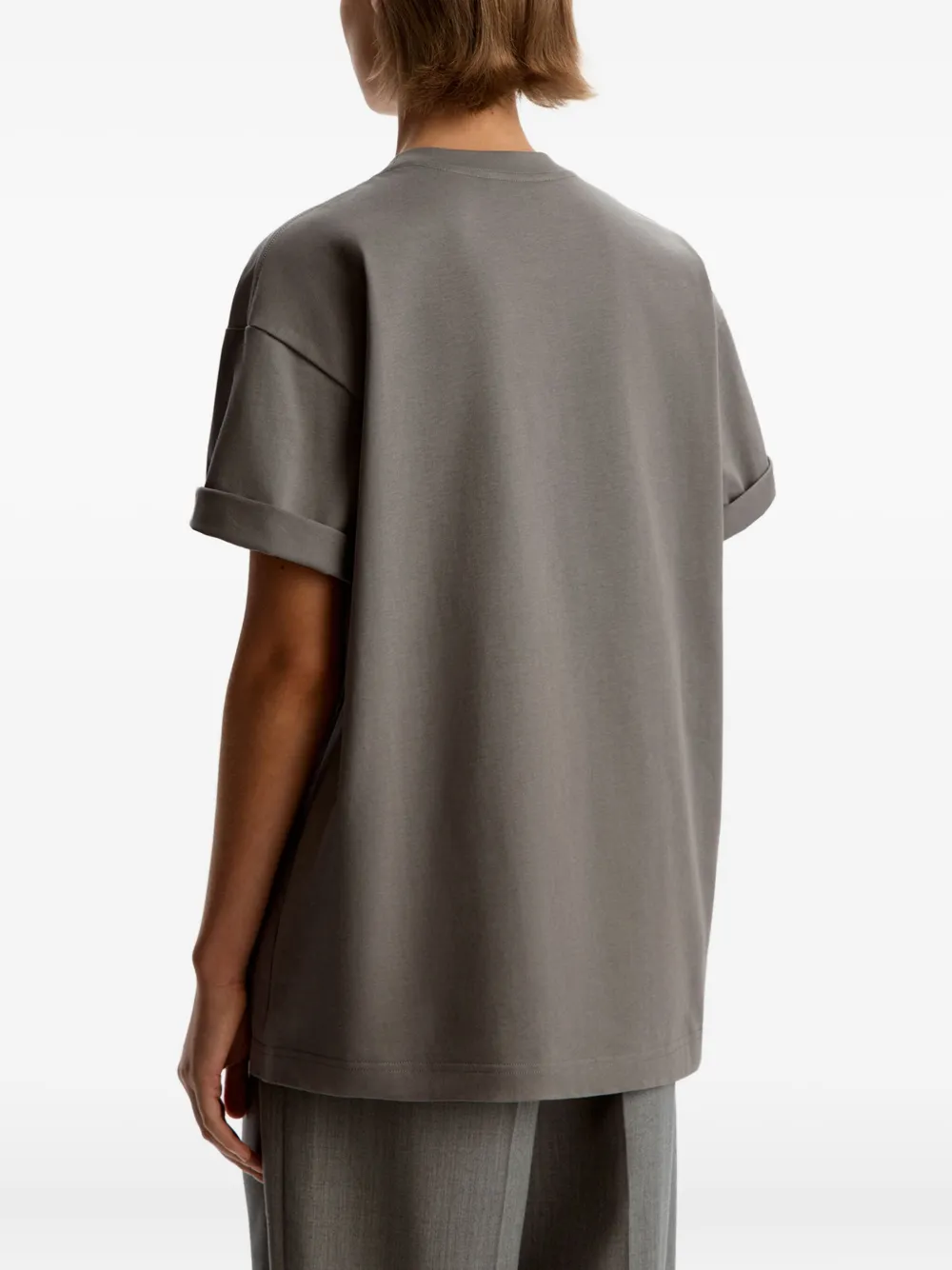 12 STOREEZ Katoenen T-shirt met ronde hals Grijs