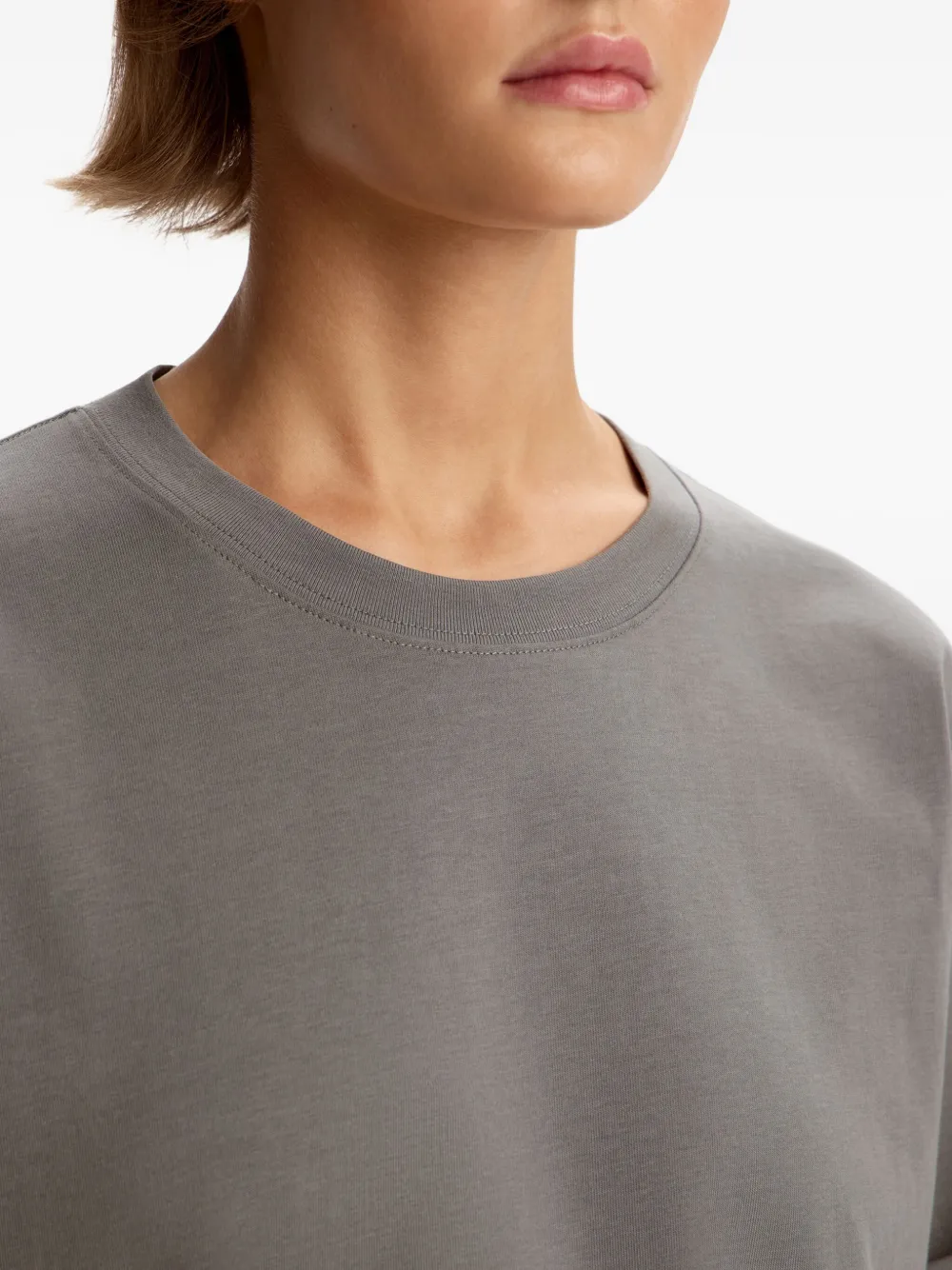 12 STOREEZ Katoenen T-shirt met ronde hals Grijs