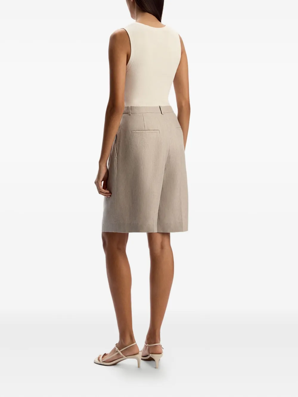 12 STOREEZ Geplooide linnen shorts Grijs