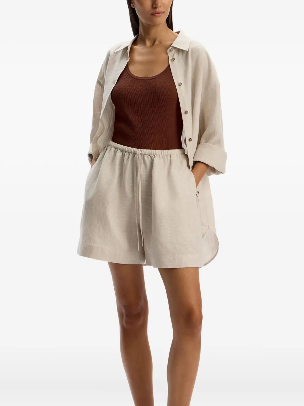12 Storeez Drawstring Knee-lenght Shorts In Neutral