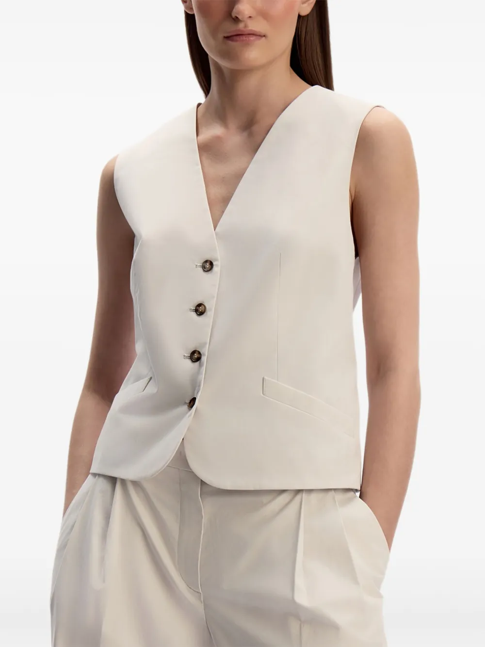 12 Storeez Button-fastening Waistcoat In White