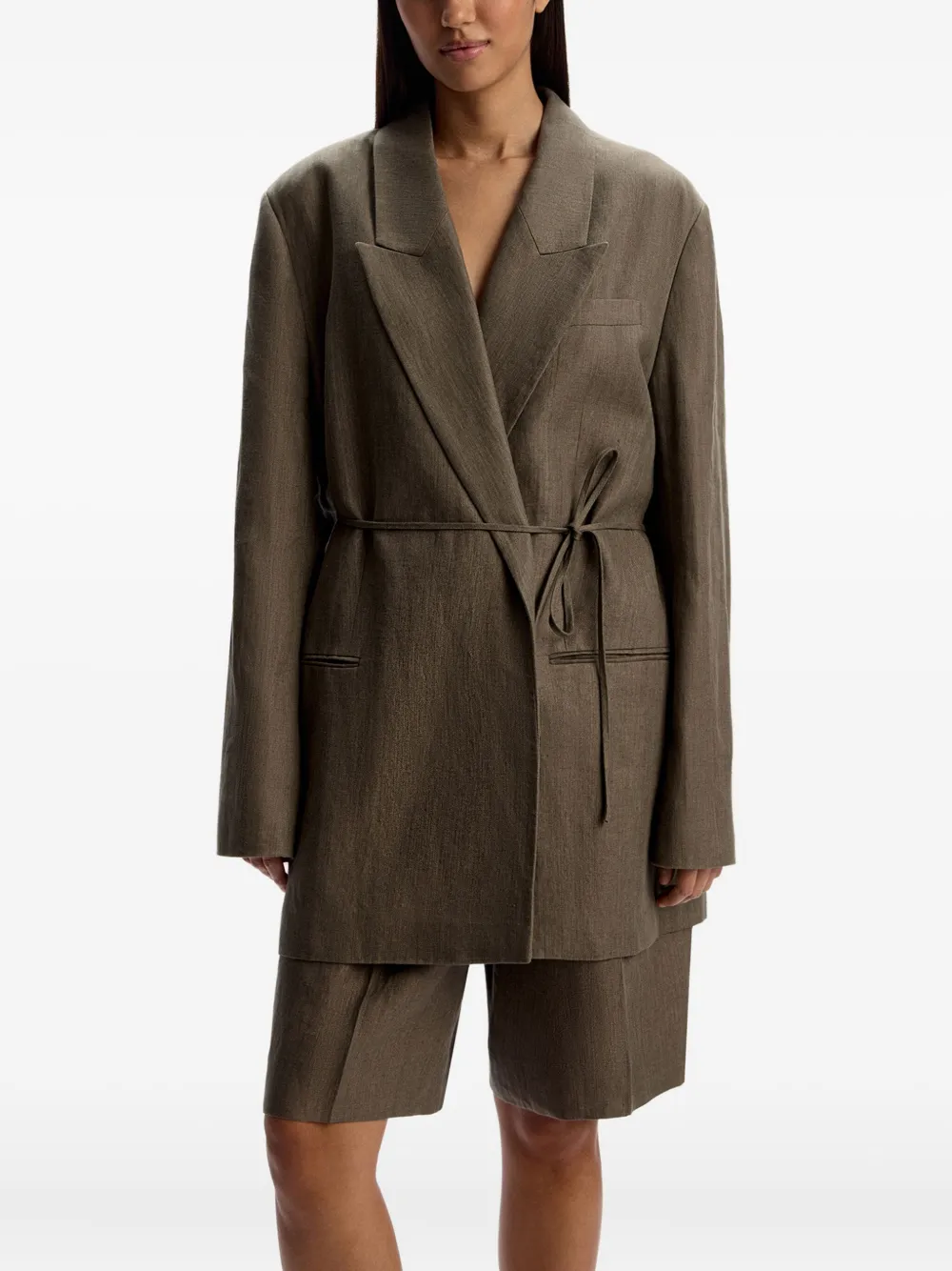 12 STOREEZ Blazer met ceintuur Bruin