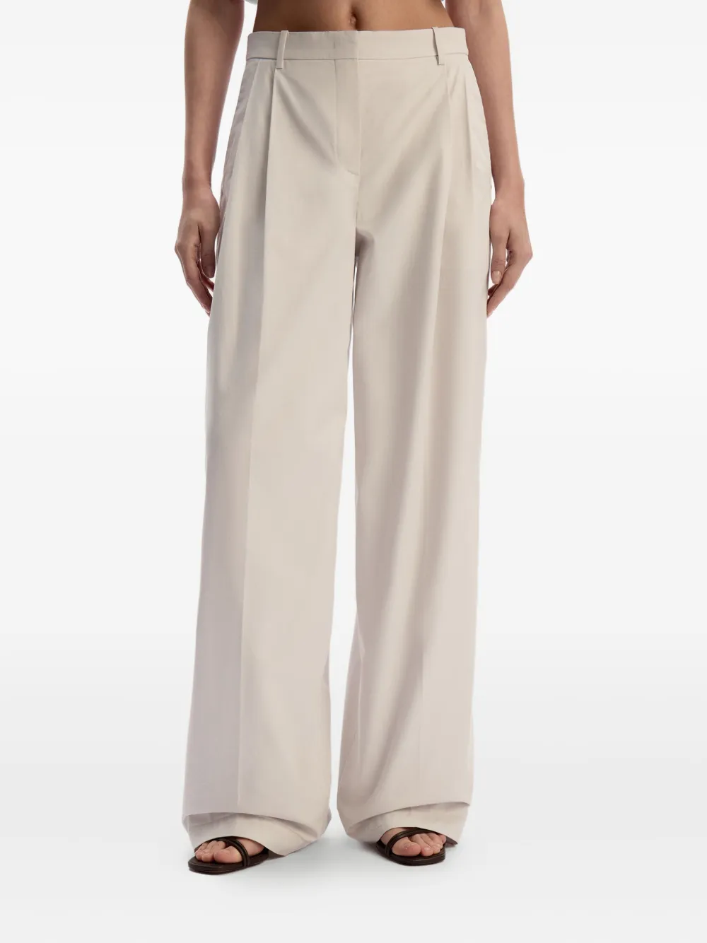 12 Storeez Pleated Wide-leg Trousers In Gray