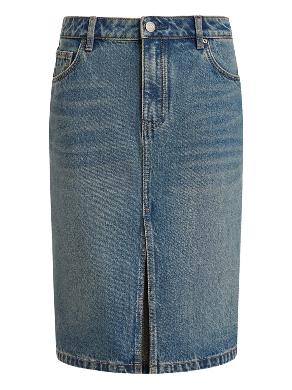 12 Storeez Front-split Denim Skirt In Blue