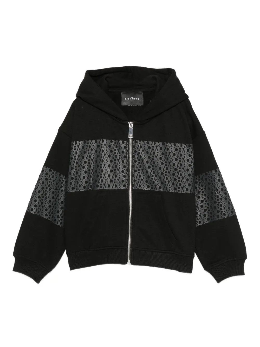 John Richmond Junior logo-detail zip-up hoodie | Black | Image 1