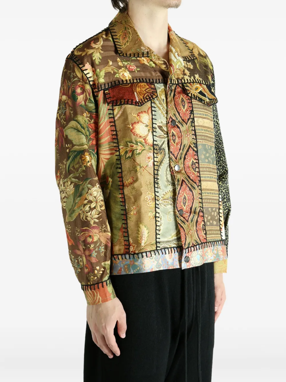 Emergency Room Patchwork Floral-print Jacket In Brown