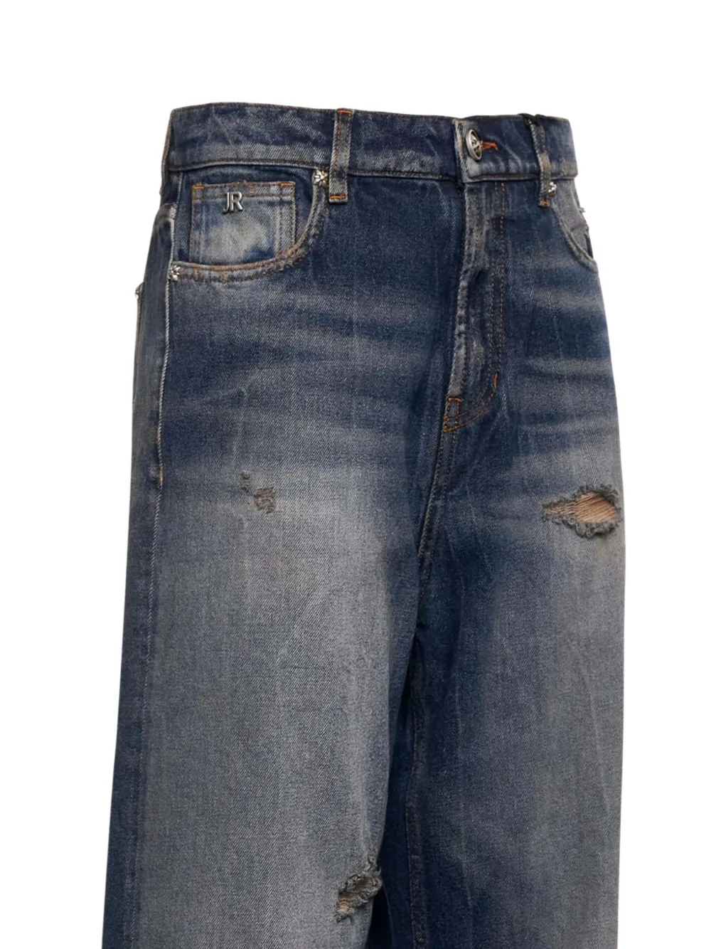 John Richmond Jeans met gescheurd detail Blauw