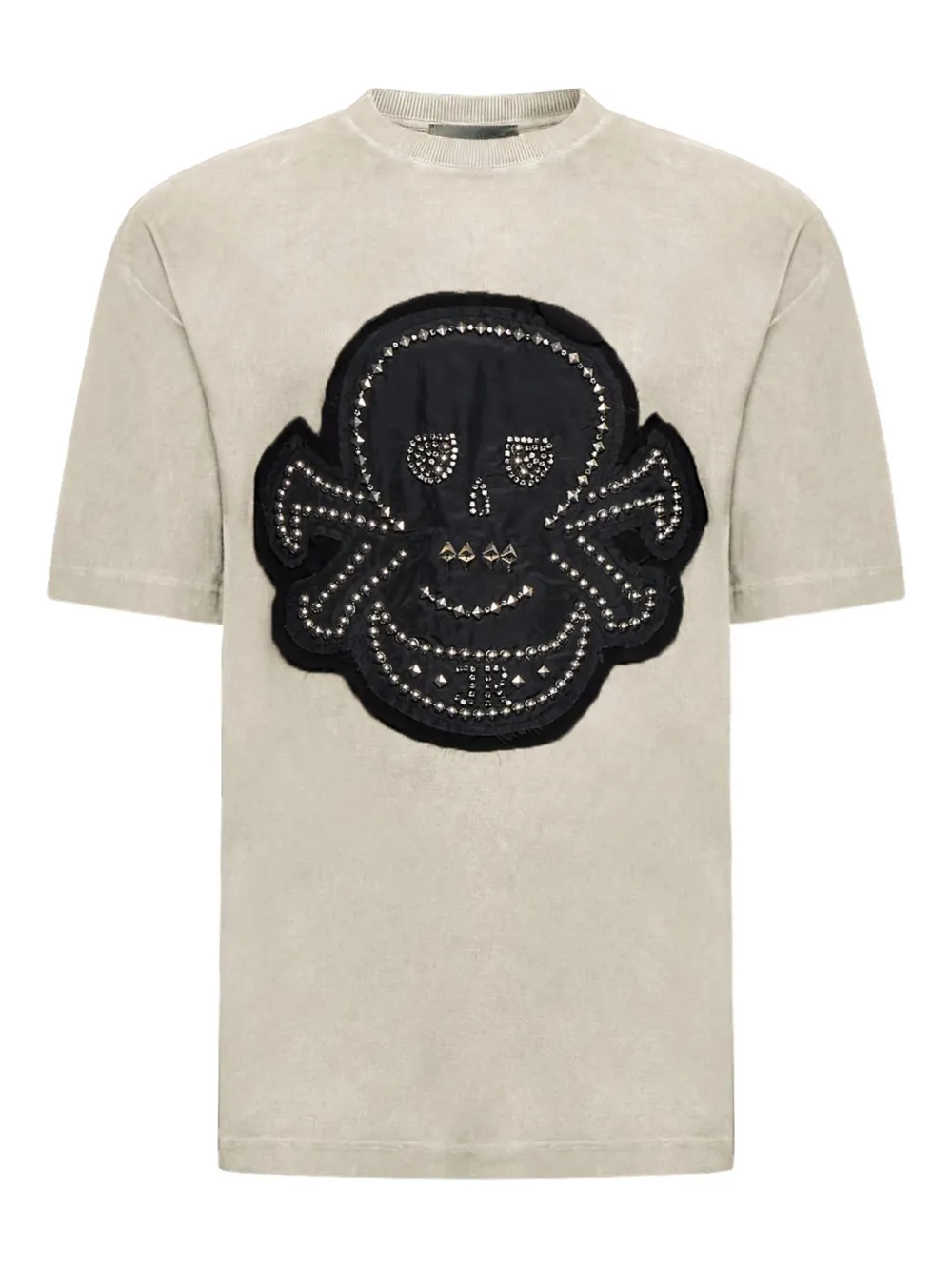 John Richmond T-Shirt mit Totenkopf - Nude