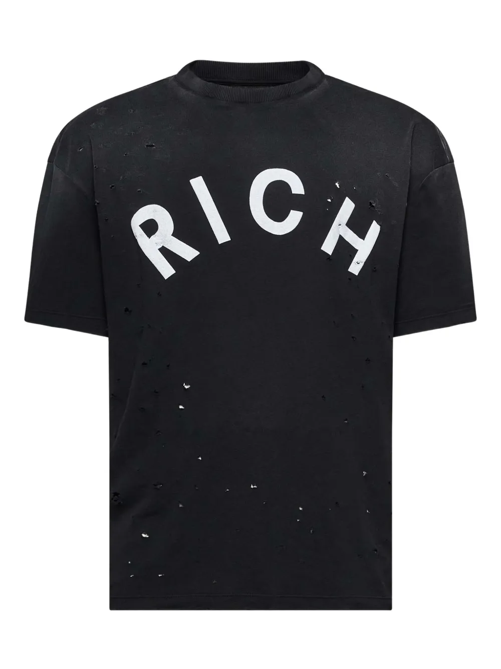 John Richmond Distressed-T-Shirt mit Logo-Print - Schwarz