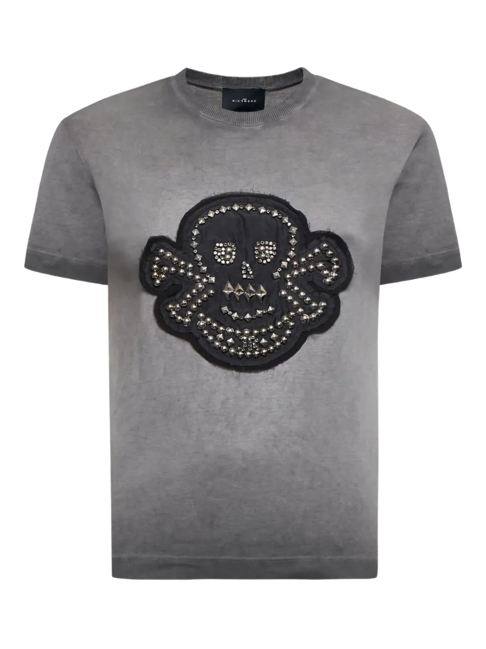 John Richmond T-shirt con decorazione teschio - Grigio