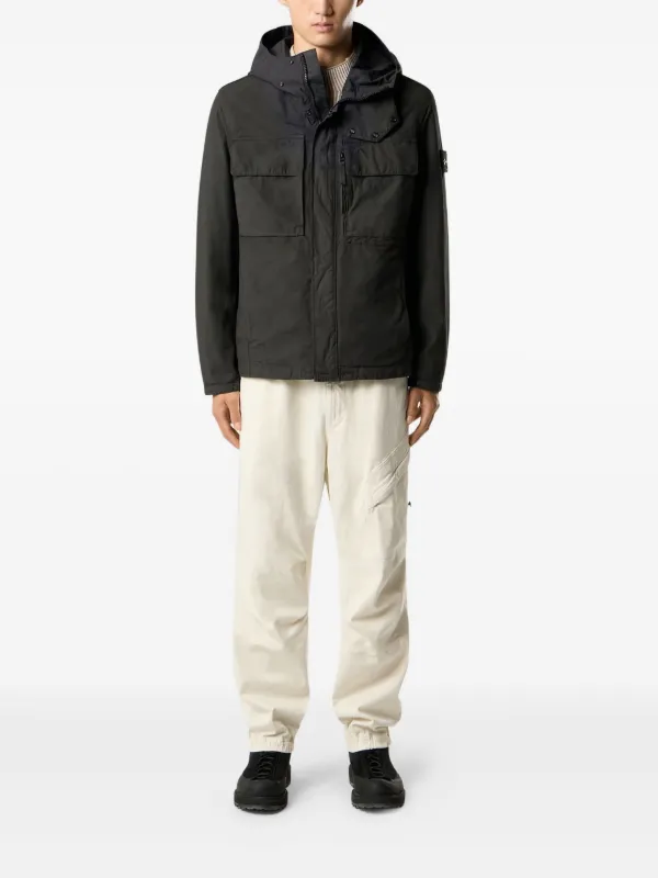 STONE  フーデッドジャケット ブラック Stone Island フーデッドジャケット | ブラック | FARFETCH JP