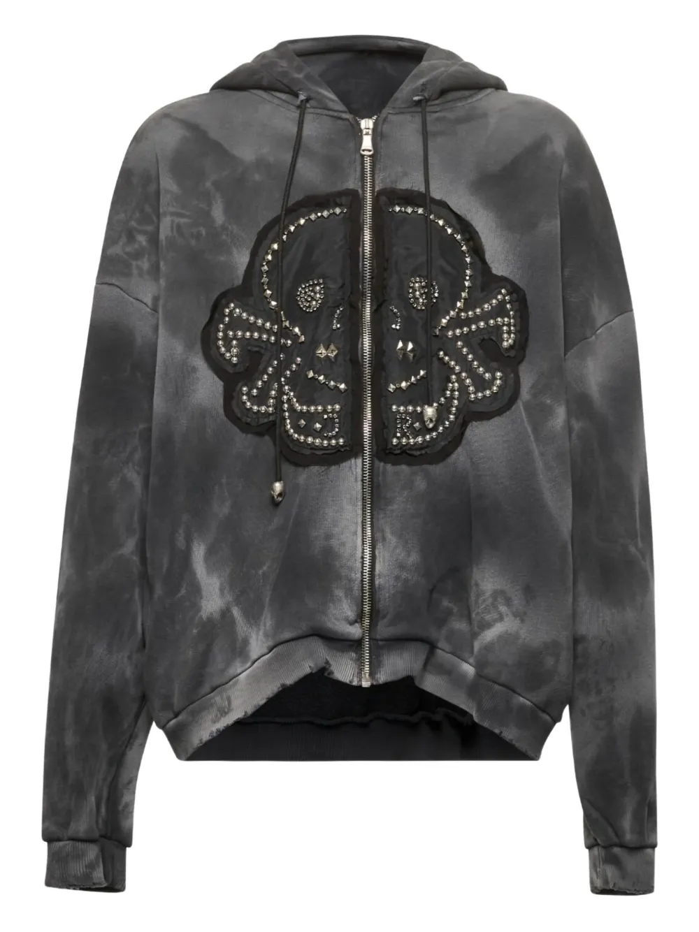 John Richmond Verzierter Hoodie mit Batikmuster - Schwarz