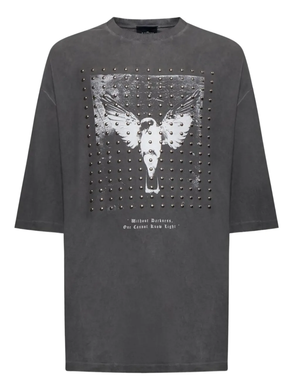 John Richmond T-Shirt mit grafischem Print und Nieten - Schwarz