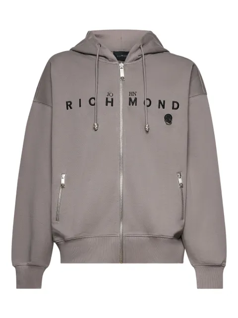 John Richmond logo-print zip-up hoodie