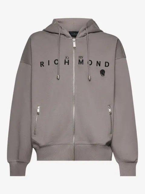 John Richmond logo-print zip-up hoodie