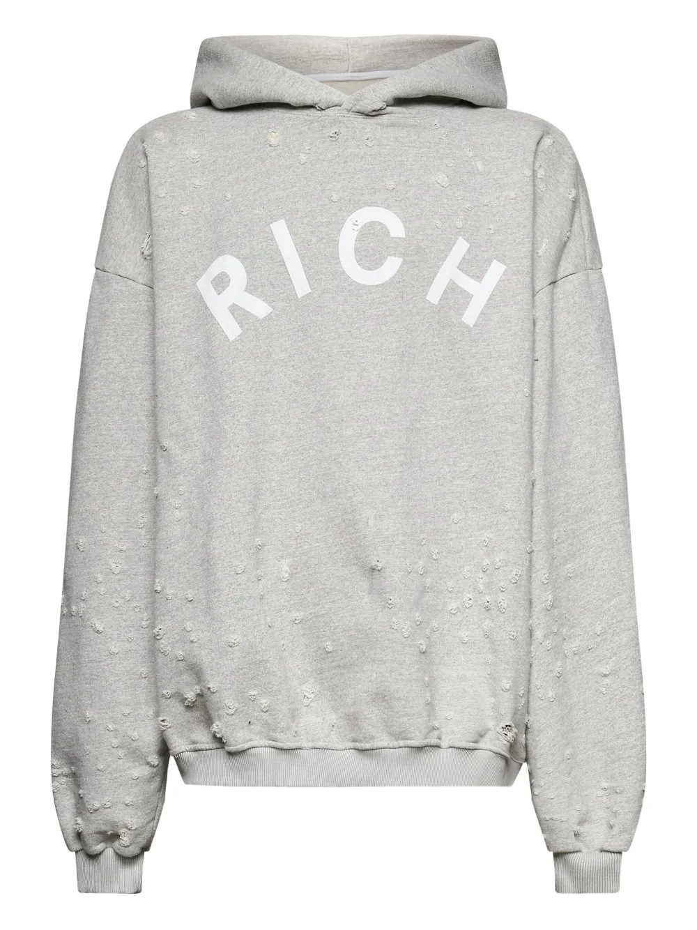 John Richmond Hoodie in Distressed-Optik - Grau