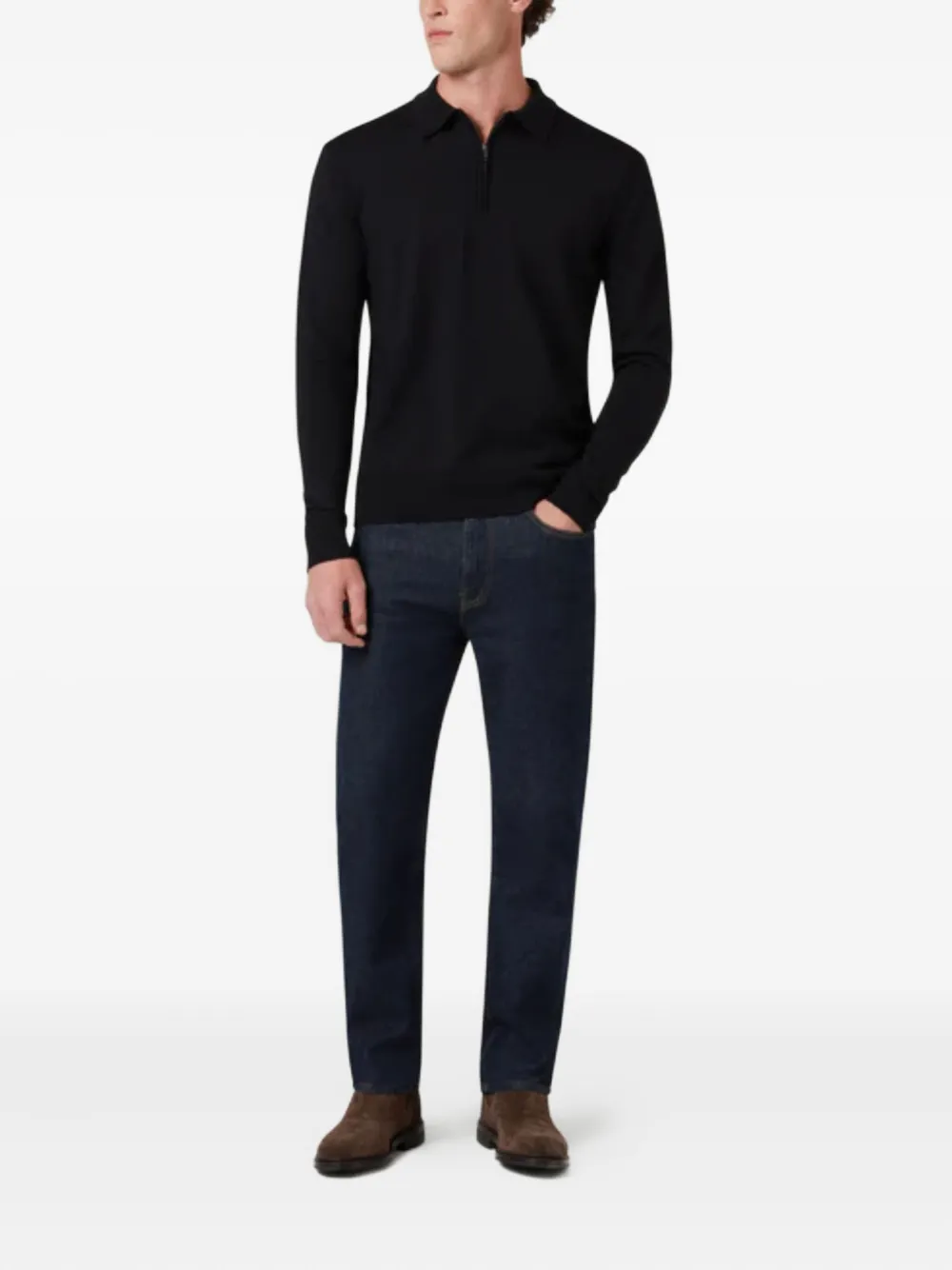 Belstaff Kyle half-zip long-sleeve polo shirt - Zwart