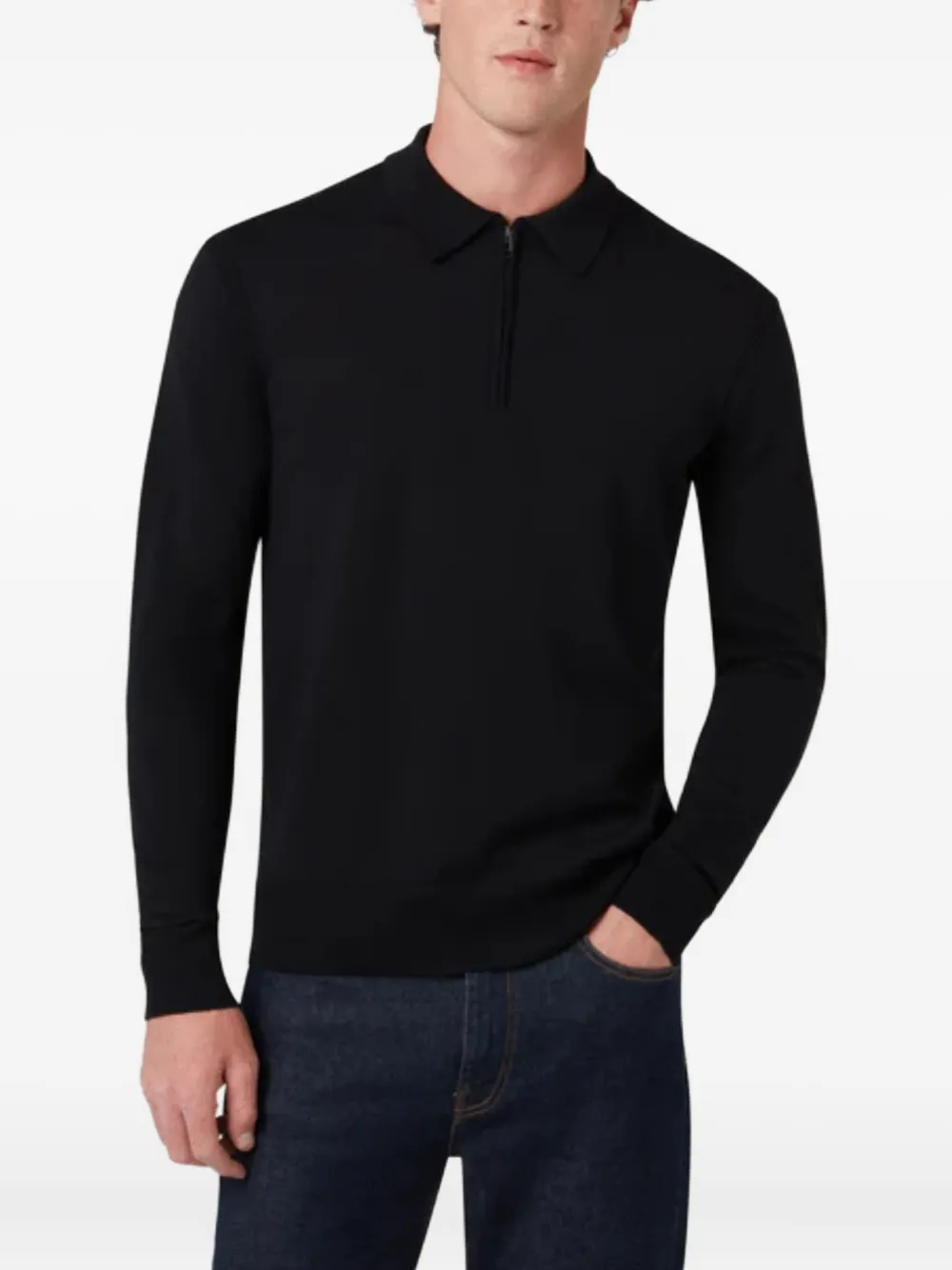Belstaff Kyle poloshirt met halve rits en lange mouwen Zwart